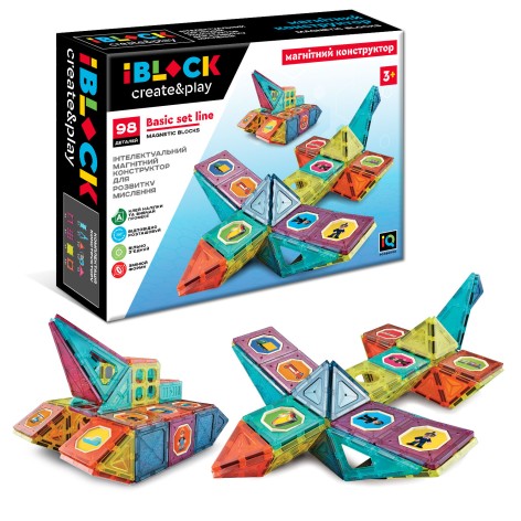 Конструктор магнитный iBlock 98дет., корр. 39*9*28,5см PL-921-247