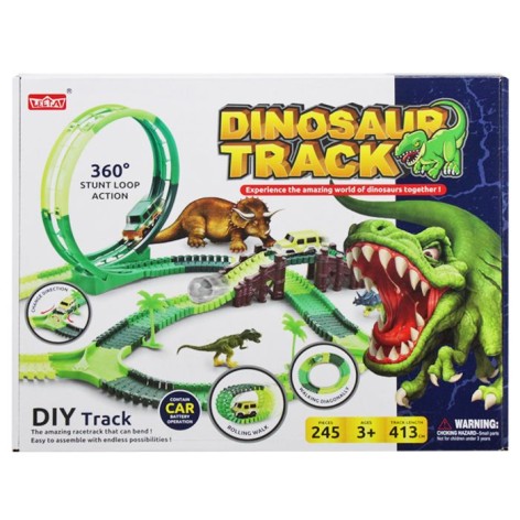 Трек 317 дино, свет, 245 элементов, длина трека 413 см, аксессуары, в коробке