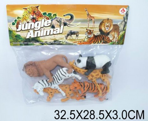 Дикие животные игрушечные 2A263 (1189600) (72шт/2), 6 видов, в пакете 32,5*28,5*3 см