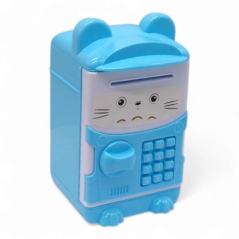 Скарбничка сейф, мікс принтів, 13×8см блакитна