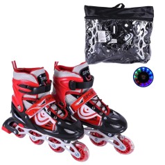 Роликовые коньки размер M (34-37) колеса PVC (КРАСНЫЕ)