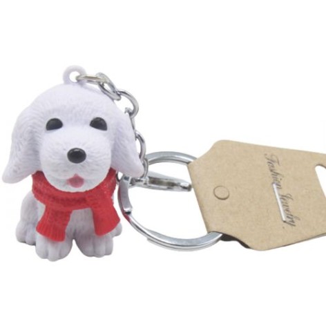 Брелок Собачка с шарфиком белый