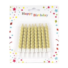 Набір свічок для торта Золото спираль 9 см 8 штук