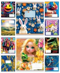 Тетрадь 18 арк.клітинка Тверда ТЕ41203 18КВ4 МІКС, 20 шт. в уп. /400/, 10к.