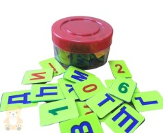 Набір магнітних укр. літер та магн. цифр у тубусі