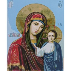 Картина за номерами Казанська ікона Божої Матері Strateg з лаком та рівнем розміром 40х50 см (SY6566)