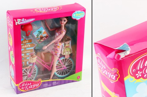 УЦЕНКА 30% Лялька шарнірна, 29см, велосипедипед 26см, шолом, в кор-ці, 29-32-8см /30/