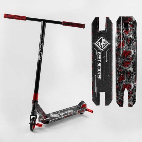 Самокат трюковых "Best Scooter" (HIC-система, ПЭГИ, алюминиевый диск и дека с принтами, колеса PU, d=110мм, ширина руля – 60 см)