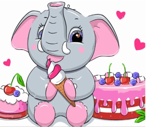 Набор для росписи по номерам Слоненок и сладости Strateg размером 30х40 см (SS6726)