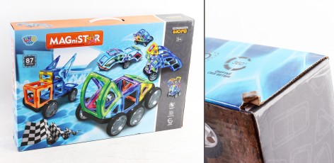 УЦЕНКА 30% Конструктор магнітний, транспорт, 87 дет., в кор-ці, 55-37-8 см. 