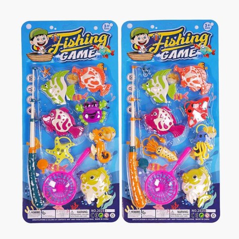 Риболовля 2 види, на гачках, магнітна, 7 рибок, 1 вудка, сачок, на листі 