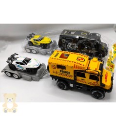 Трейлер инерц, с прицепом, 35см, полиция, машина, 2 цвета, в п/е 17-43-8см 