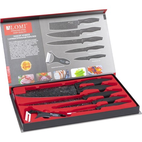 Набір металевих ножів  в коробці, 6 предметів  ALM-A002
