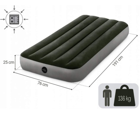 Велюр матрац 76-191-25см, до 136кг, зелений, в кор-ці 