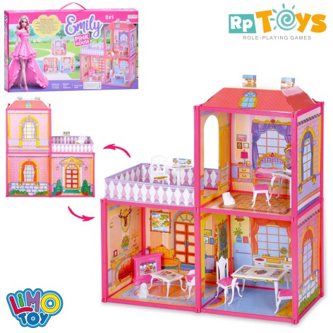 Ігровий Будиночок для ляльки A-Toys "6984" 3 кімнати, меблі, балкон-терраса (6984)