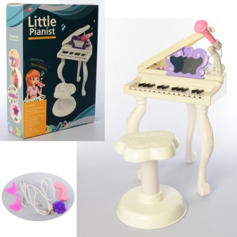 Синтезатор дитячий на ніжках, 25 клавіш, 29 см, стілець, мікрофон, MP3, музика, світло, від мережі, в коробці, 47-35-11 см