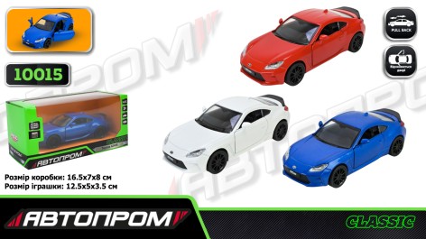 Іграшка машина мет. АВТОПРОМ 5 inch,3 кольори Toyota GR86, відкр.двері, у кор.16,5*7*8см 