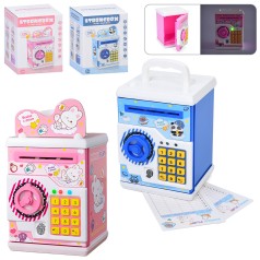 Скарбничка сейф, код, 12,5-18-11,58см, відбиток, музика, звук, світло,затягуює купюри, 2 види (панда, зайчик), на бат-ці, в кор-ці, 14-18,5-14см 