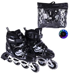 Роликовые коньки размер M (34-37) колеса PVC (ЧЕРНЫЕ)