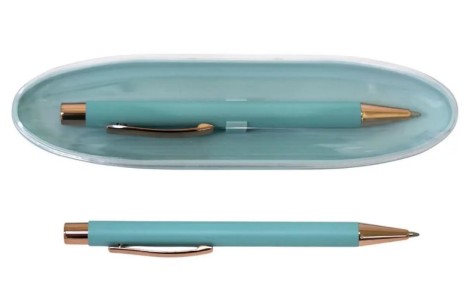 Ручка кулькова подарункова A-PLUS, синє чорнило, корпус металевий, в пластиковому футлярі A-922(947)