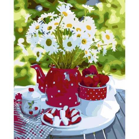 Картина по номерам 0111 ОРТ цв. Первая клубника на даче 40*50