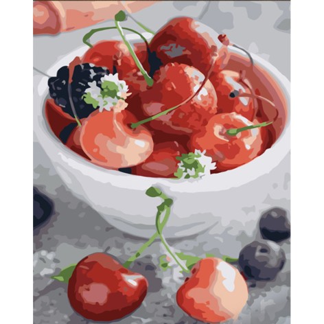 Набор для росписи по номерам Вкусная черешня Strateg размером 30х40 см (SS-6594)