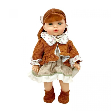 Кукла "Маленькая Госпожа" (КОРИЧНЕВА) озвучено украинским, мягконабивная, 46 см