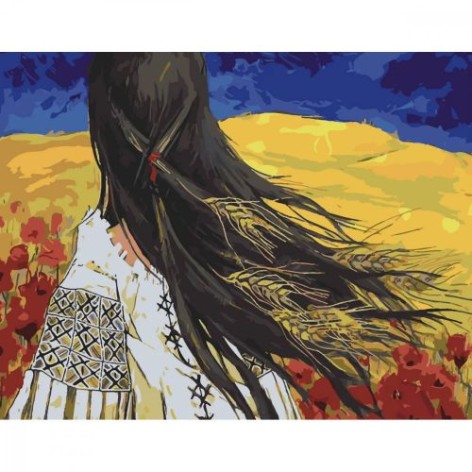 Картина по номерам Свободная украинка Strateg с лаком и уровнем размером 40х50 см (SY6542)