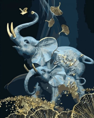 Набір для розпису по номерах Слони-талісмани Strateg розміром 40х50 см (GS1248)