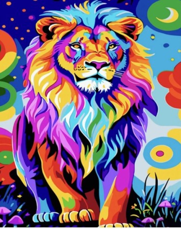 Набір для розпису по номерах Поп-арт лев Strateg розміром 40х50 см (GS1538)