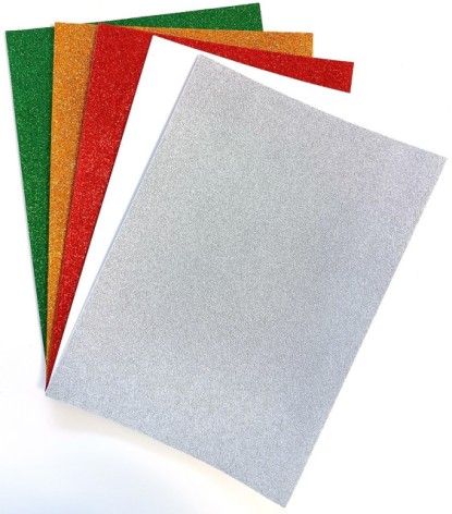 Набор цветной EVA пены с глиттером A4 210x297 мм 1,5 мм 5 листов (GL-EVA-1,5-ADH-MIX)