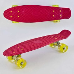 Скейт Пенни борд Best Board, красный, доска=55 см, колеса PU со светом, диаметр 6 см