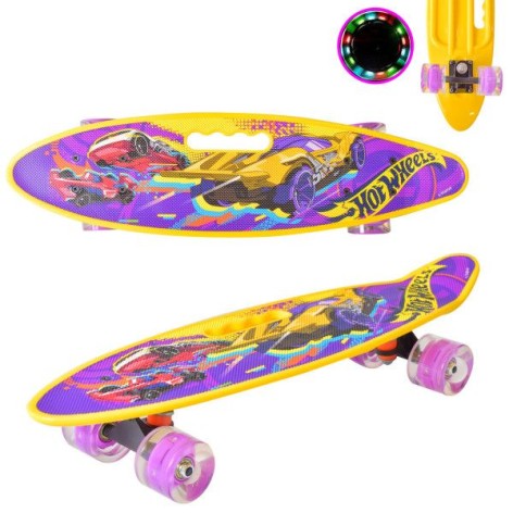 Пенні борд з ручкою, що світяться колеса Hot Wheels