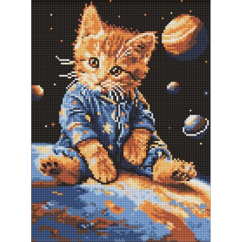 Алмазна мозаїка Ідейка "Зоряний котик" 30x40 см (AMO8167)