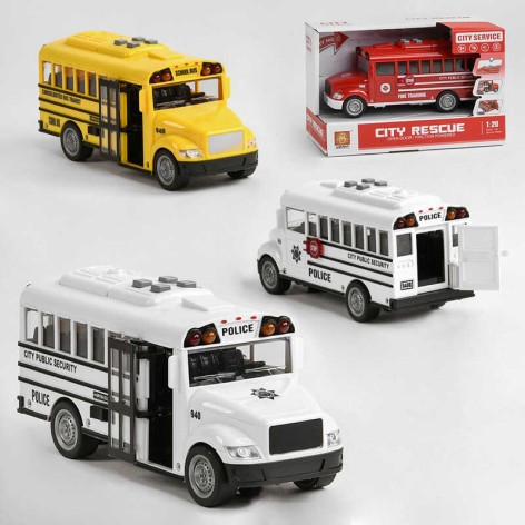 Автобус 3 цвета, подсветка, звук, инерция, в кор., МИКС ВИДОВ /48/