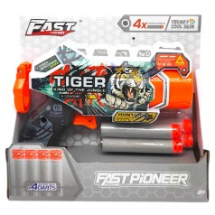 Іграшковий пістолет мех. з барабаном та мʼяк. набоями (4 шт.) (Тигр) (15 х 11см)