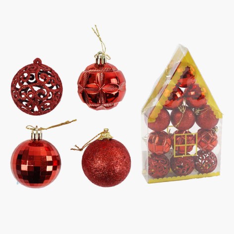 Новорічні ялинкові прикраси 12 штук кульки діаметром 5 см у слюді