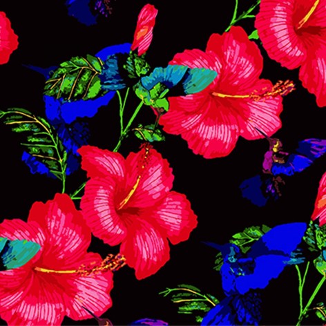 Картина по номерам Strateg на черном фоне "Роскошь гибискуса" 40х40 см (AV4040-31)