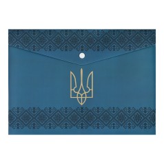 Папка-конверт А4 на кнопке, UKRAINE DECOR, вышиванка синяя, цена за 2 шт. //