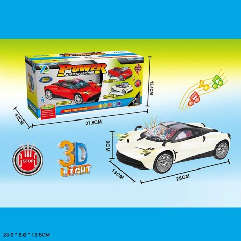 Машина муз. 2 кольори мікс, світ., звук, рух на 360, кор. 28*8*13,5см 