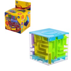 Головоломка 3D-лабіринт куб, 2 кольори мікс, у коробці 8.7*8.7*12.5 см, розмір іграшки – 8 см