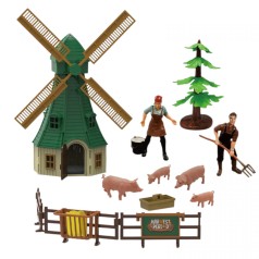 Ферма 58 елементів, трактор на батарейках, звуки, підсвічування, ігрові фігурки, вітряк, будинок, в коробці