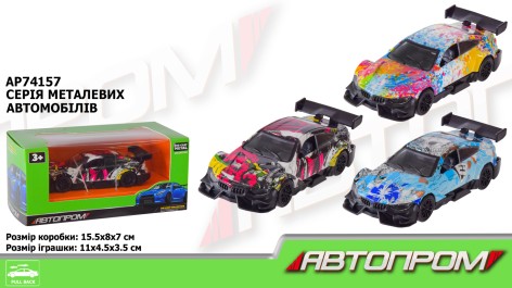 Машина мет. АВТОПРОМ 1:36,3 кольору, кор.15*8*7см 