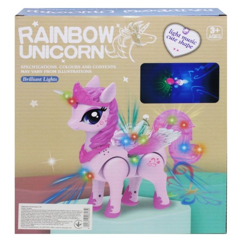 Музична іграшка HJ708 єдиноріг, ходить, рухає крилами, 2кольори,муз.,світло