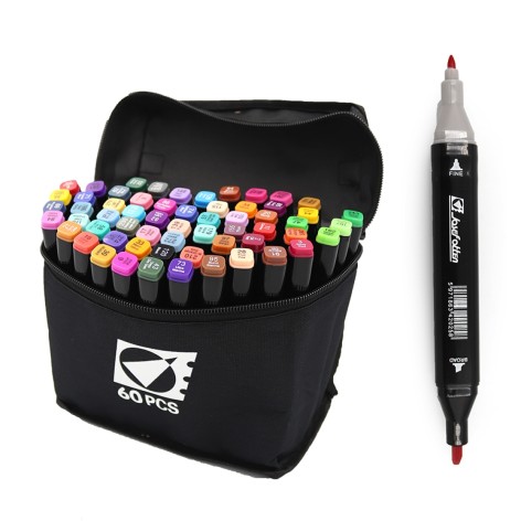 Набір скетч маркерів двостор. 60шт.60кол.кругл/скош након. у сумці