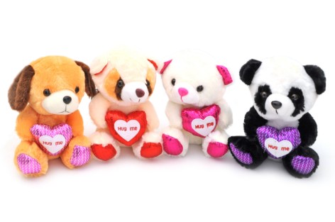 Мягкие игрушки Звери с сердечком, 4 вида, 20 см