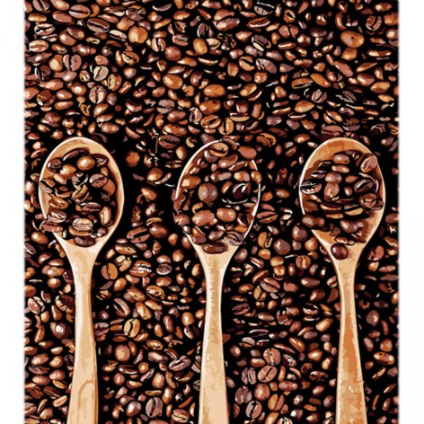 Картина за номерами "Кава у кожній ложечці" 30х40 см