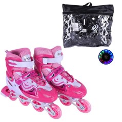 Роликовые коньки размер M (34-37) колеса PVC (РОЖЕВЫЕ)