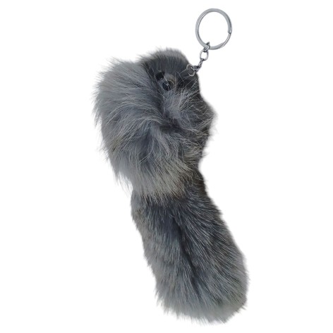 М'який хутряний брелок "Бурундук" (сірий)