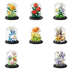 Конструктор квіти у колбі, 8,6-8,6-10,5см, від 160дет, 8 видів, в кор-ці, 9-11,5-9см /60/